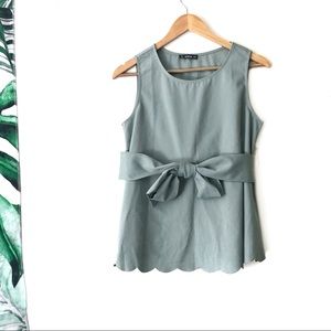 SHEIN Scollop Hem Sage Green Cute Tank Top